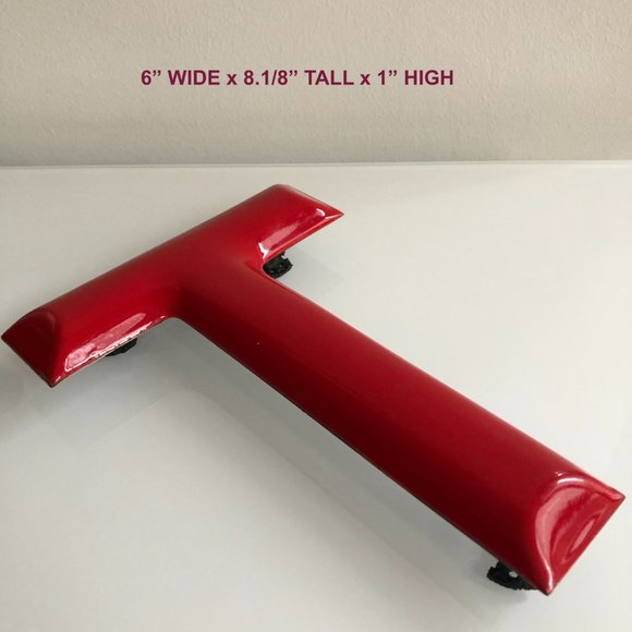 EUC - Vintage Cherry Red Enamel Metal Letter "T" - Picture 2 of 4